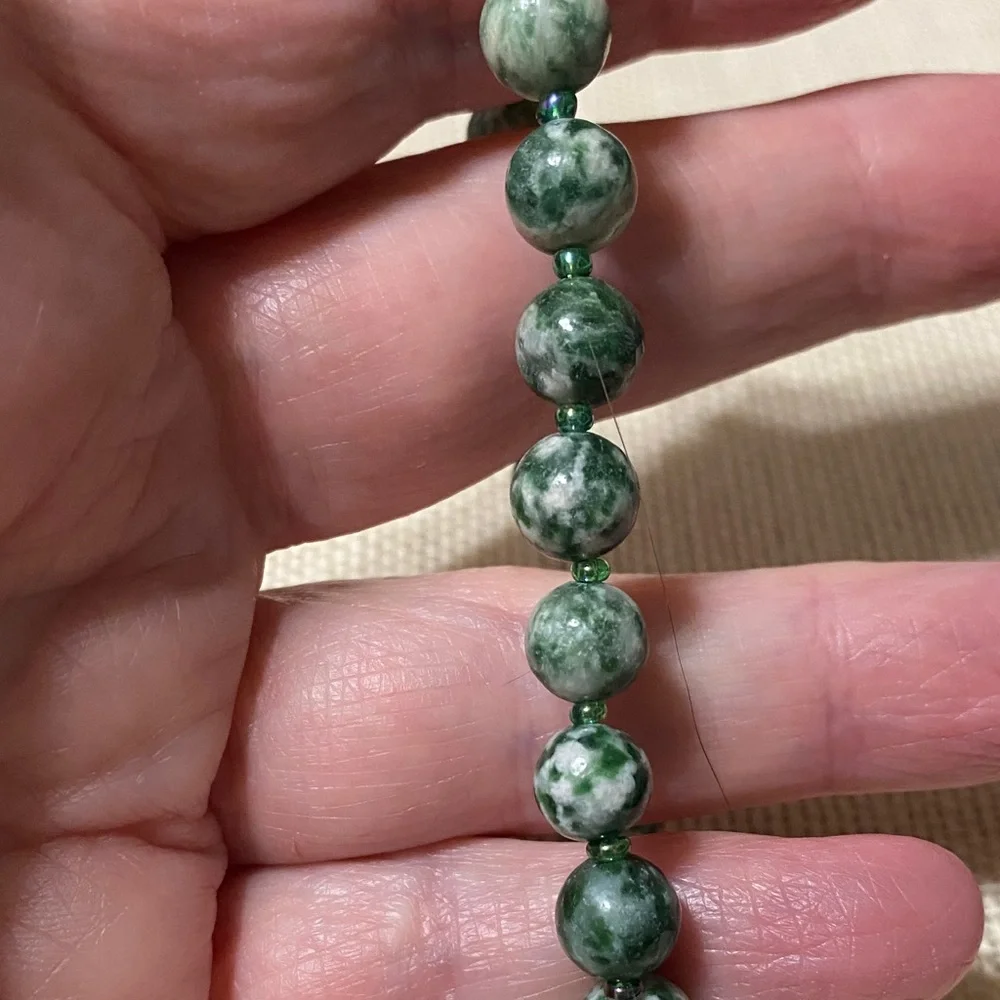 Elegant Natural Green tree agate gemstone Beaded 8” Bracelet